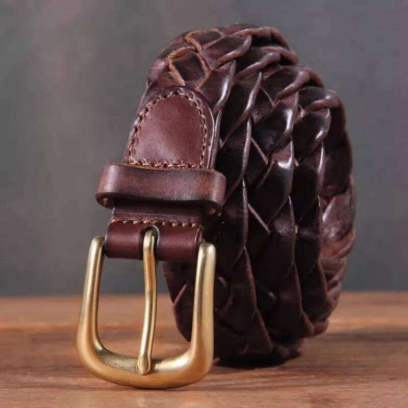 New Luxury Handmade Genuine Leather Women's Belt Jeans Casual Dress Brass Buckle Ladies Trendy Belts Fashion Waistband Z260226