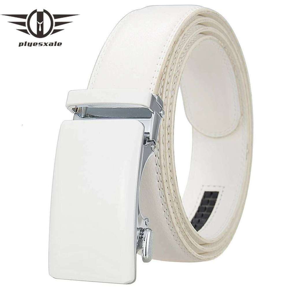 Luxury Mens Genuine Leather Belt White Cowhide Alloy Automatic Buckle Formal Belts For Men 3.5cm Width Waist Strap Male B373 Z260226