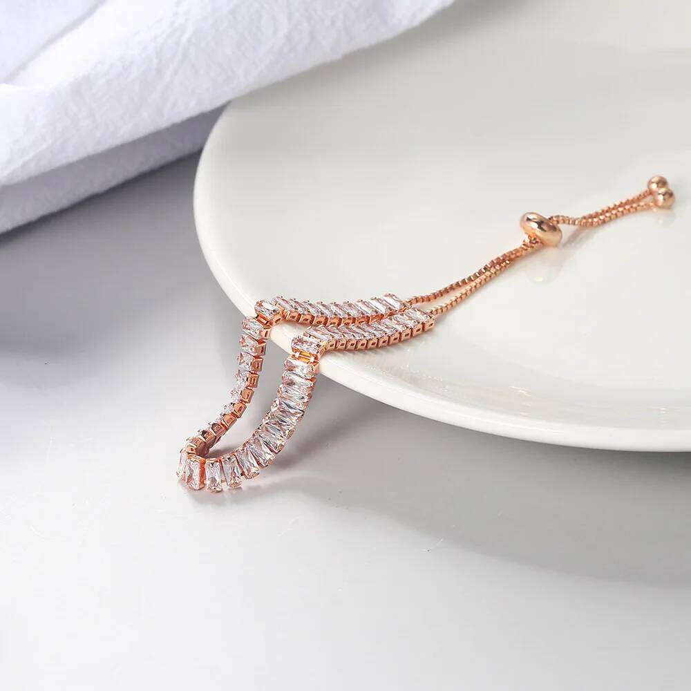 Simple Tennis Bracelet For Women Luxury Rectangle Zircon Silver Color Adjustable Bracelets On Hand Friend Gift Jewelry DZH009 Z260313