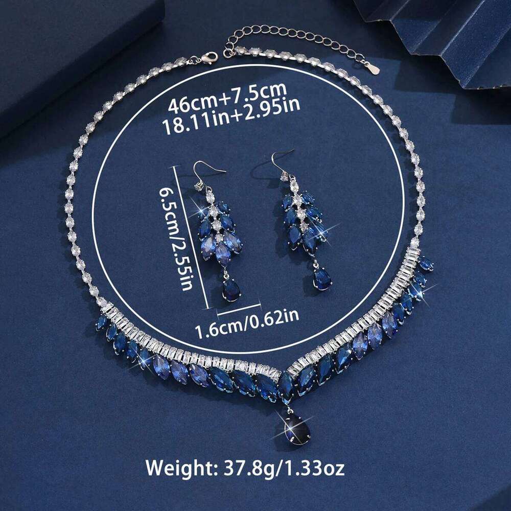 3PC Women's Fashion Zircon Series Water Drop Necklace Earrings Jewelry Set Suitable for Wedding, Party, Festival Gifts-8553 Z260313