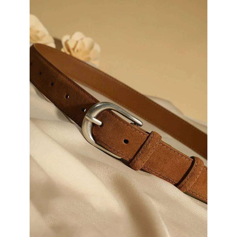 Genuine Leather Belt Suede Cowhide Belts for Women Wide Elegant Dress Jeans Waistband Silver Buckle belt Z260226