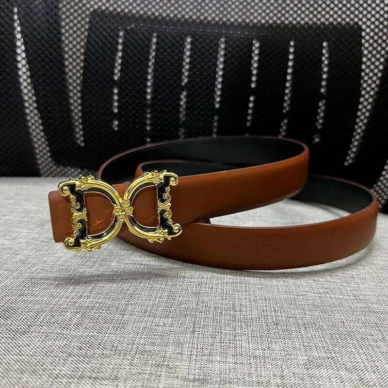 New Width 2.5cm Genuine Leather Women Luxury Brand Design thin Waist lady Reversible Dress Party Belt for women jeans Z260226