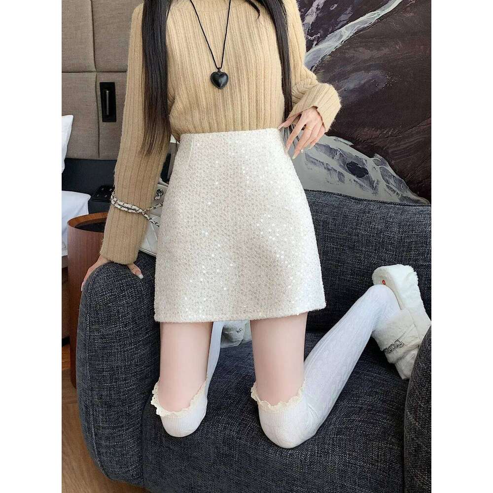 Short Pink Sequin Skirts Sweet Slim Sexy Faldas Mujer Moda 2026 Jupe Korean Black Office Lady Clothes Ropa Z260314