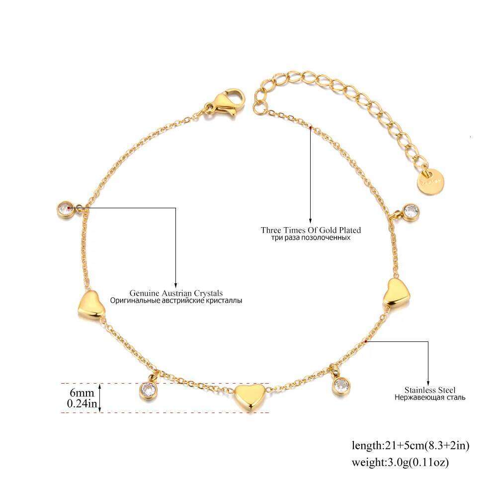 Lokaer White Cubic Zirconia Heart Chain Stainless Steel Trendy Anklet For Women Girls Fashion Delicate Summer Jewelry New A24006 Z260313