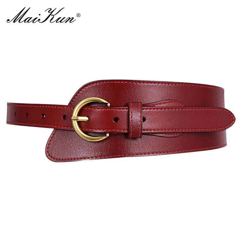 Maikun Genuine Leather Wide Women's Belt For Coat Decorative Sweater With Jeans Dress Suit Waist All-Match Girdle Z260226