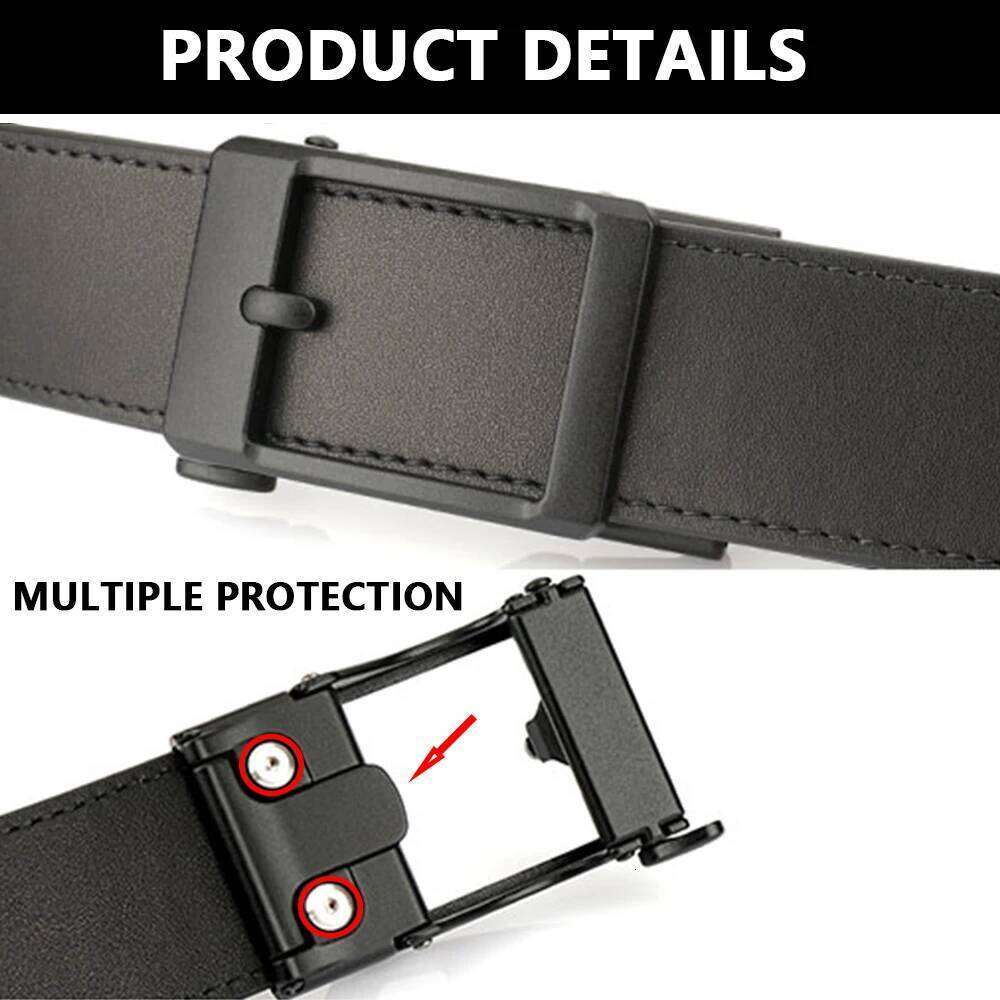 TUSHI Official Genuine Men's Leather Natural Cowhide 3.8cm Alloy Automatic Buckle Trouser Belt Black Girdles Z260226