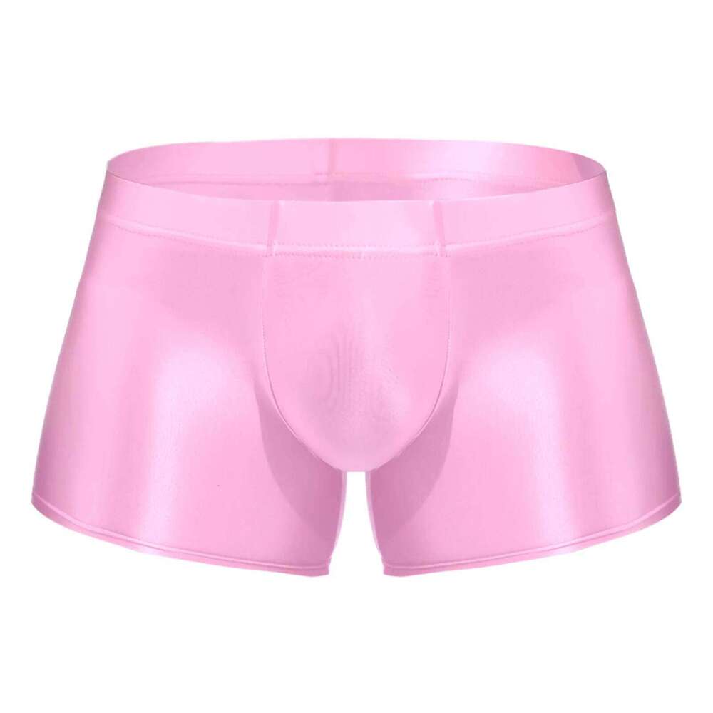 Swimwear for Men Low Rise Glossy Trunks Solid Color Boxers Shorts Homme Bathing Bottom Underpants Male Swimming Briefs Underwear Z260314