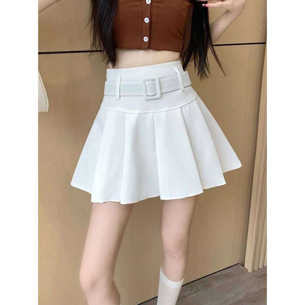 Zoki Japan Sweet Belt White Pleated Women Sexy High Waist Mini Summer Preppy Style Female Casual A Line Pink Skirt Z260314