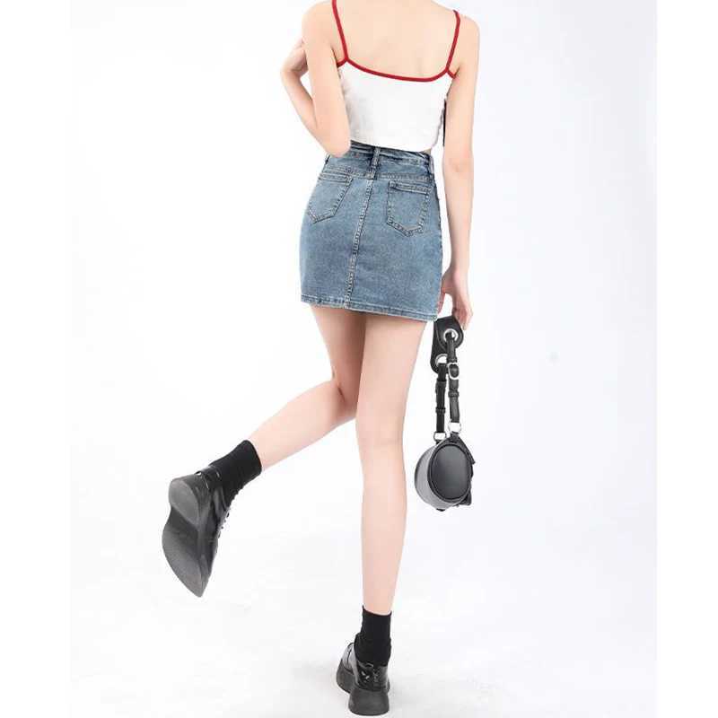 Women Chic High Waist Jeans Skirts s Korean Elastic Denim Mini Dress Lady Fashion Designer Wrap Hips Skirts M260314