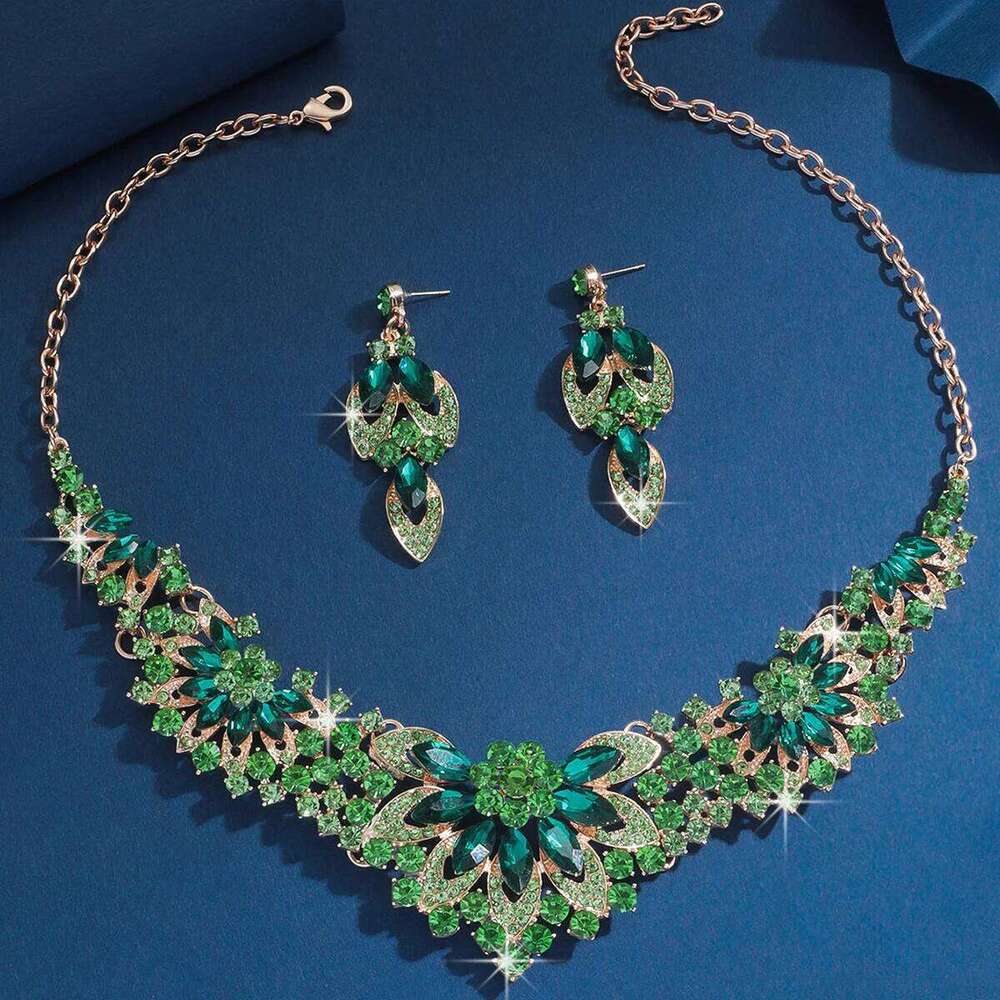 3PC Women's Season Fashion Luxury Flower Necklace Earrings Jewelry Set Suitable for Wedding Parties and Festival Gifts Z260313