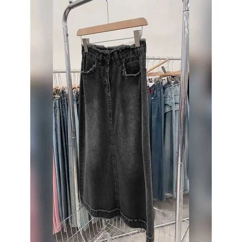 High Waist Slit Denim Mini Skirt Womens Hot Sale Of The Season New Summer A- Line Skirt Bodycon Half Skirt Small Size Pear Sh M260314