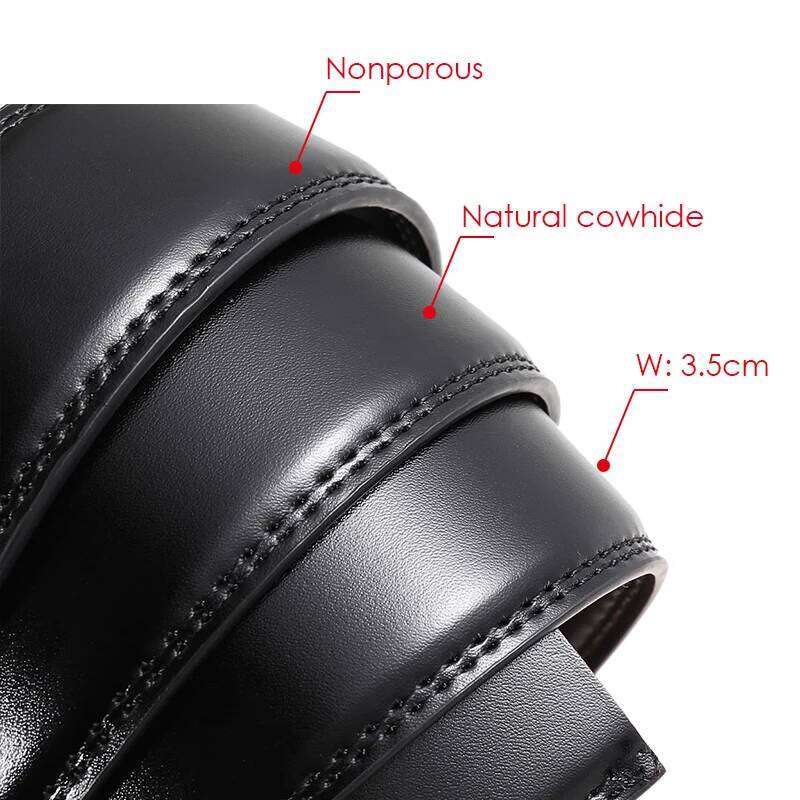 VATLTY 2021 No Buckle Leather for Men 3.5cm Natural Cowhide Trouser Non-porous Black Belt Girdles Male Gifts Z260226