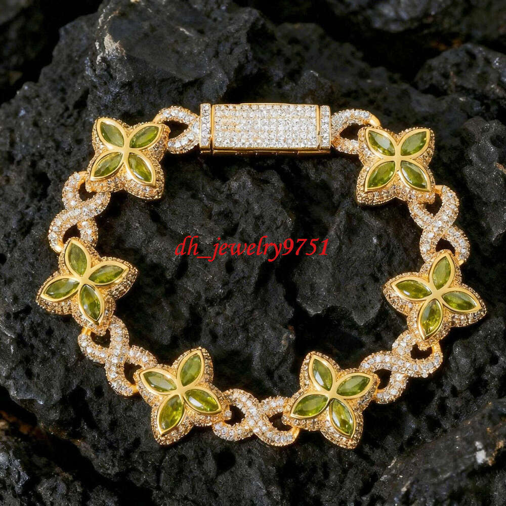 2026 New Design Iced Out Colors Cuban Link Chain Sterling Silver 925 Moissanite 15mm Bracelets Hip Hop Mens Jewelry