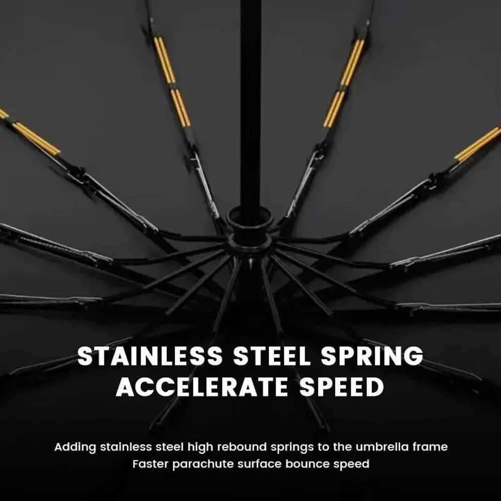 Strong Wind Resistant Umbrella 12K Ribs Fully-automatic Folding 108cm Diameter Business Outdoor Travel UV Parasol and Rain H260314