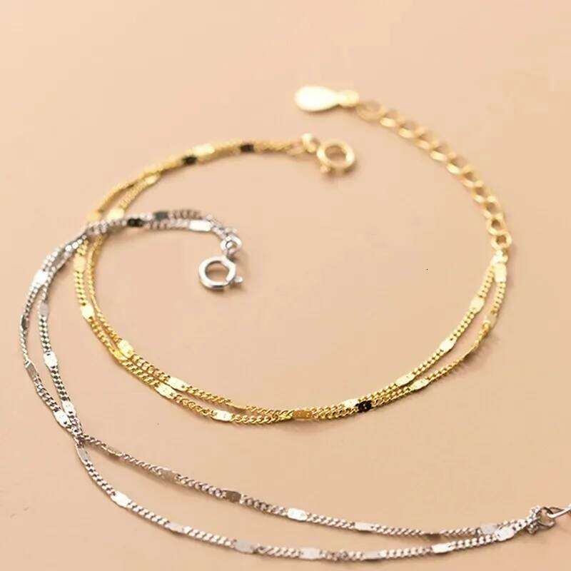 2025 New Stainless Steel Double Layers Simple for Women Temperament Elegant Sweet Link Chain Bracelet Jewelry Gift Z260313