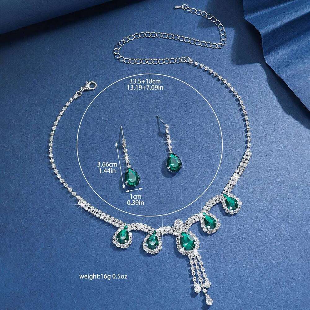 European and American e-commerce popular women's set cross-border sparkling diamond necklace earrings wedding accessories Z260313