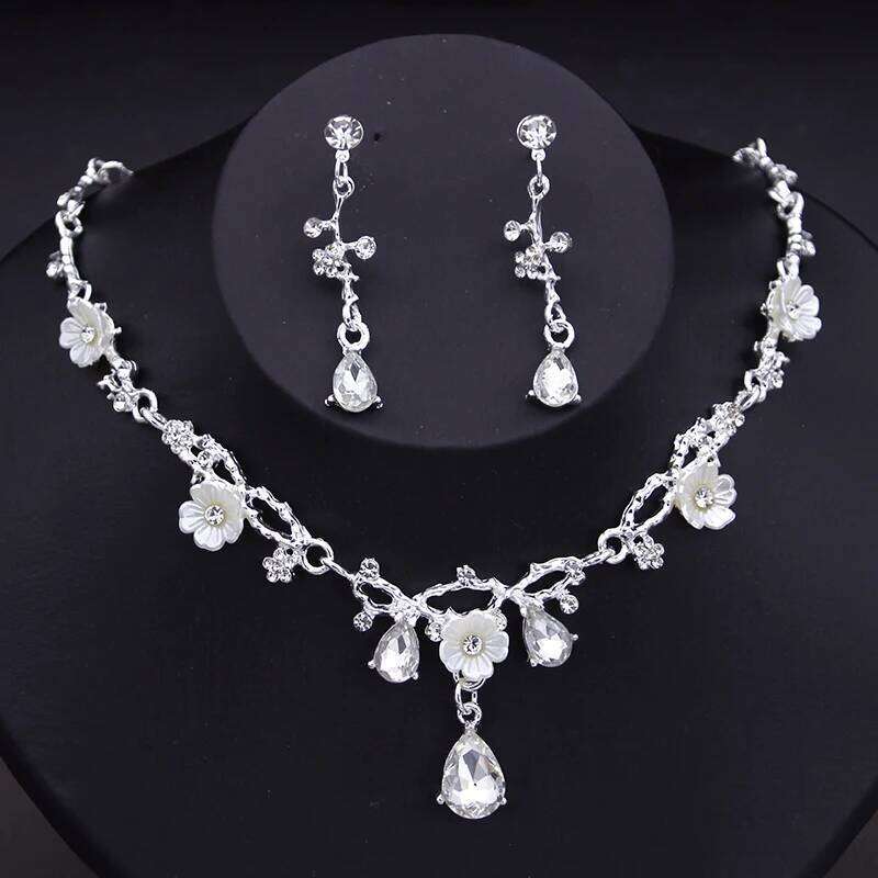 Pink Crown Bride Princess Wedding Tiaras Flower Choker Necklace Set Bridal Earring Costume Jewelry Sets Accessories Z260313