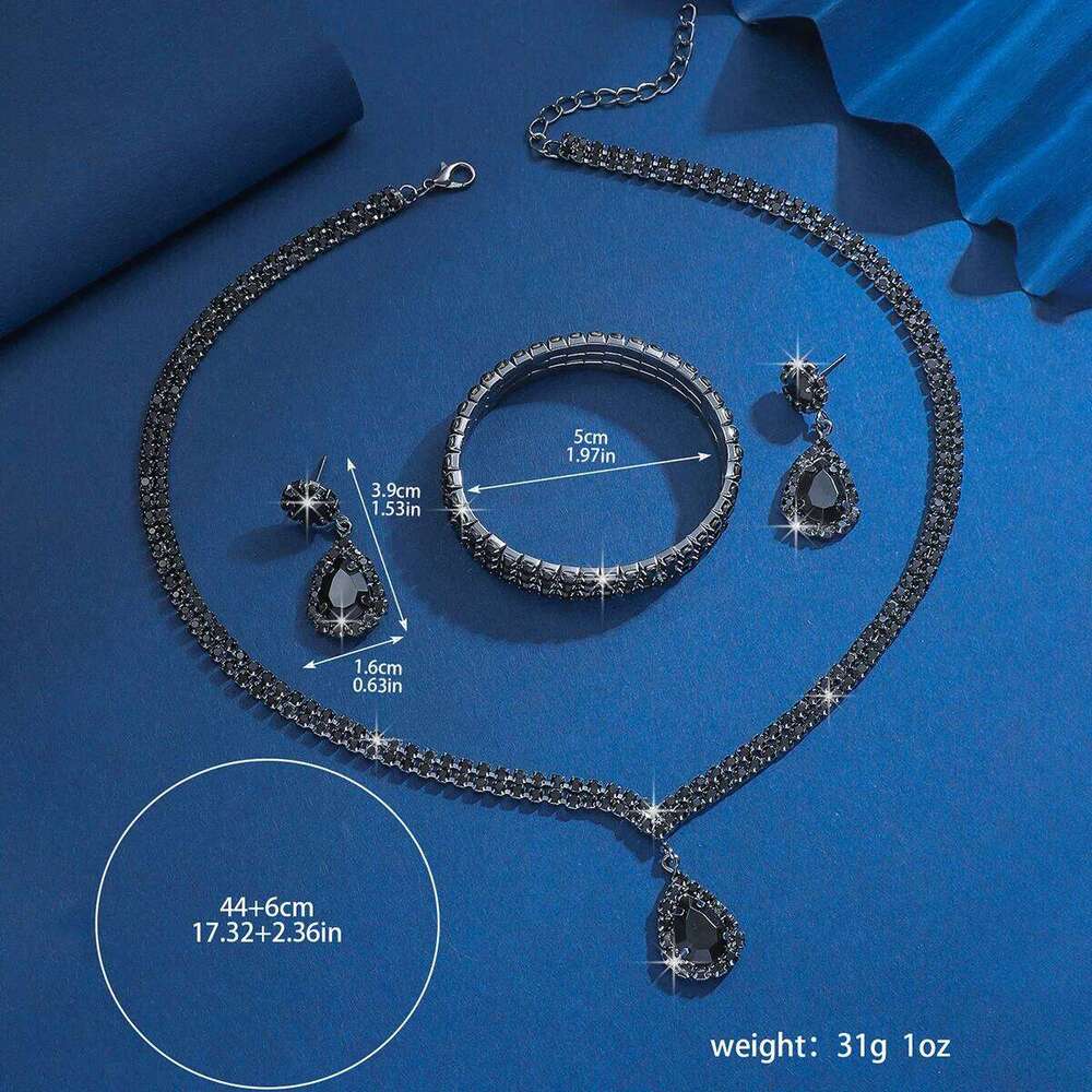 New fashionable rhinestone light luxury style, mysterious and elegant, temperament jewelry set for women Z260313