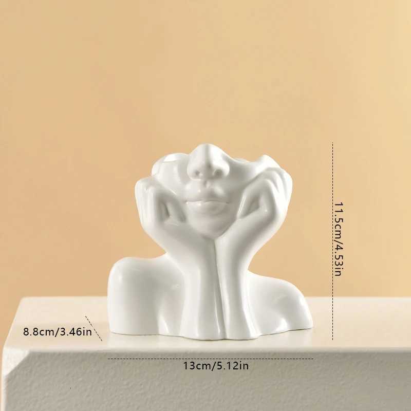 Ins Nordic Style Vinyl Vase Thinking Girl Shaping Art Flower Planter Handicrafts Ornament Personalized And Creative Decor Y260314