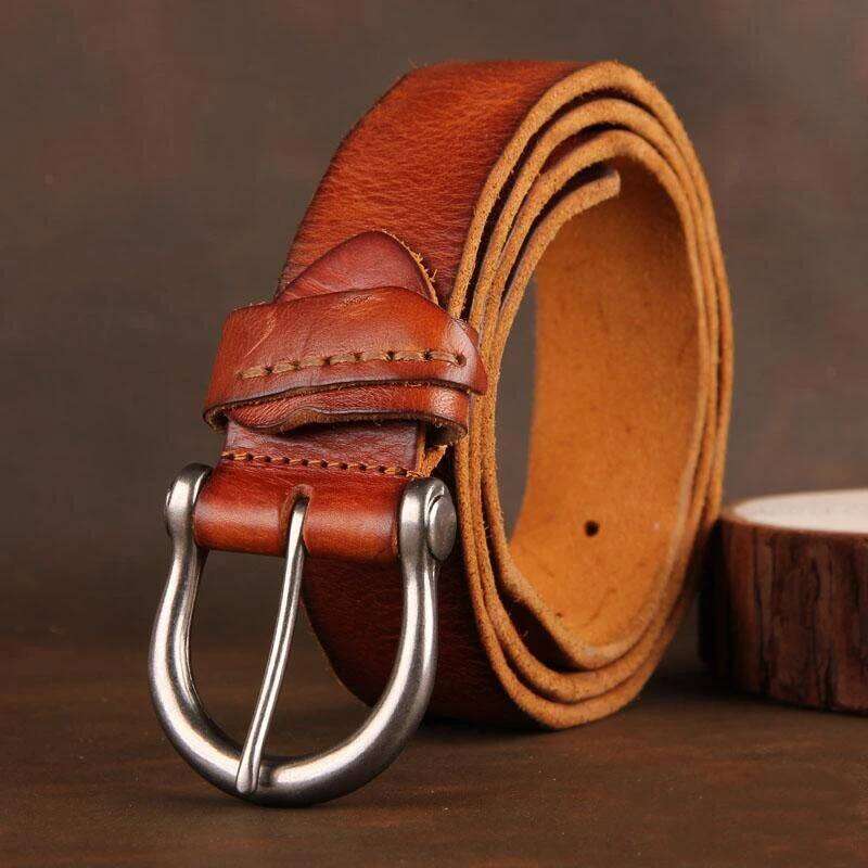 Factory direct sales Top Cowhide Classic alloy Horsebit Luxury Casual Jeans Distressed Pin Buckle Wild Army Green Men's Belt Z260226