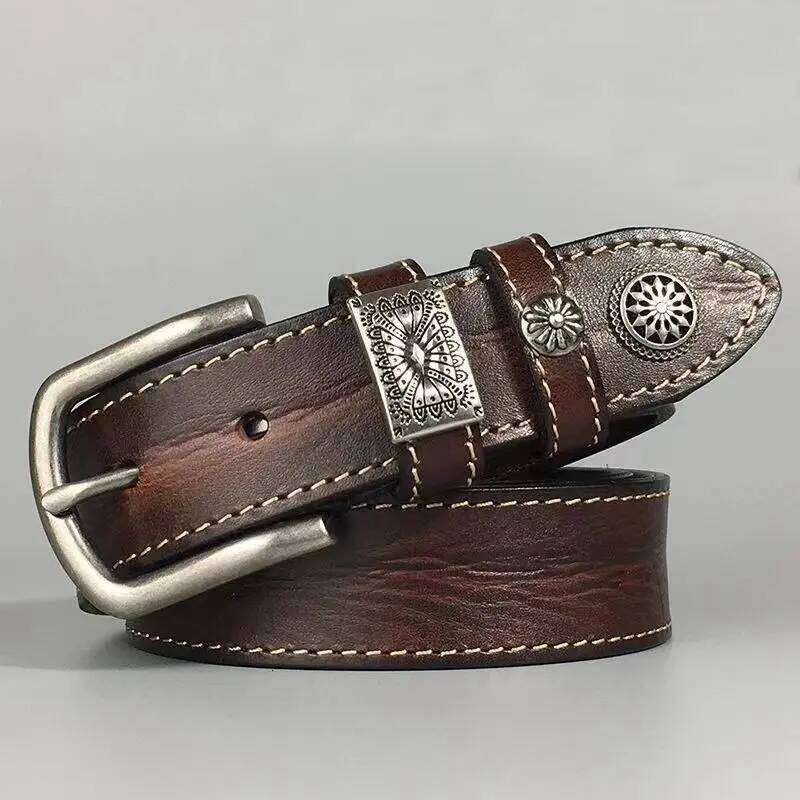 Full Grain Belts Waistband for Male Fashion Men Cow Leather Belt Black/Coffee Width:3.4cm Length:105-125cm Z260226