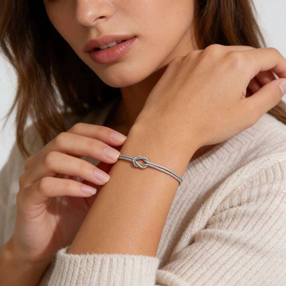 Skyrim Double Snake Chain Love Knot Bracelet Stainless Steel Gold Color Adjustable Bracelets Women Men Couple Minimalist Jewelry Z260313