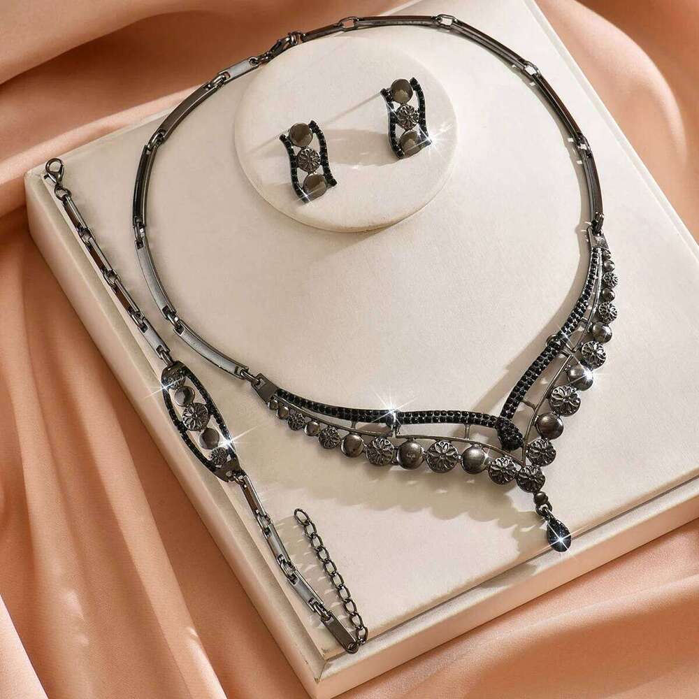 European and American popular necklaces, earrings, luxury alloy two-piece jewelry set, female factory direct sales Z260313