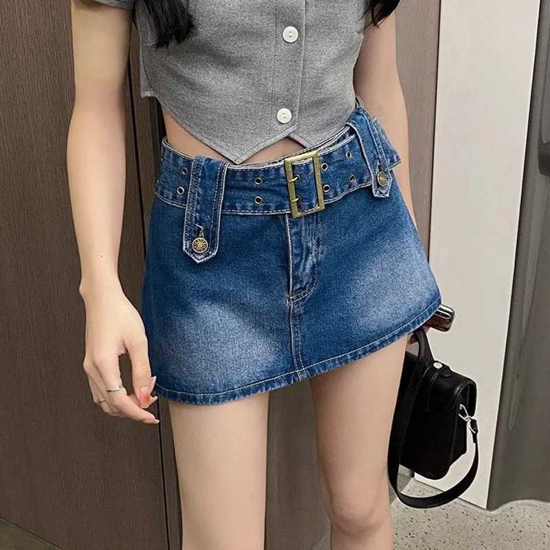 s Fashion High Waist Denim Skirts Summer New Lady Retro Mini Skirts Women Chic Korean Thin Short Jeans Dress M260314