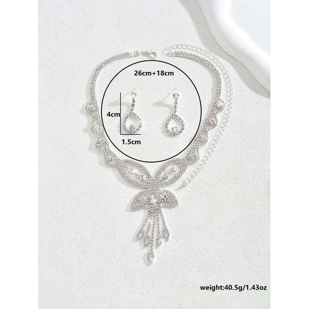 3PC Fashion Copper Claw Chain Bow Tassel Necklace Earrings Bracelet Bridal Jewelry Set Wedding Banquet Party Festival Gift Z260313