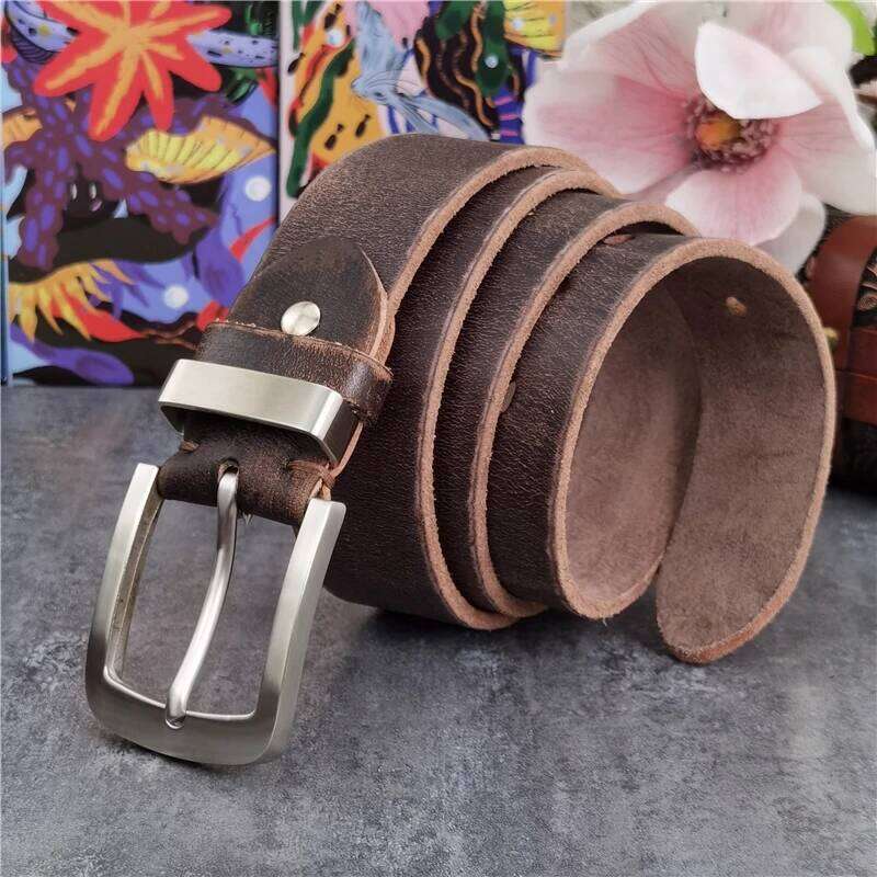 Stainless Steel Buckle Luxury Ceinture Leather Genuine Men's Wide Long Belt For Men SBT0016 Z260226