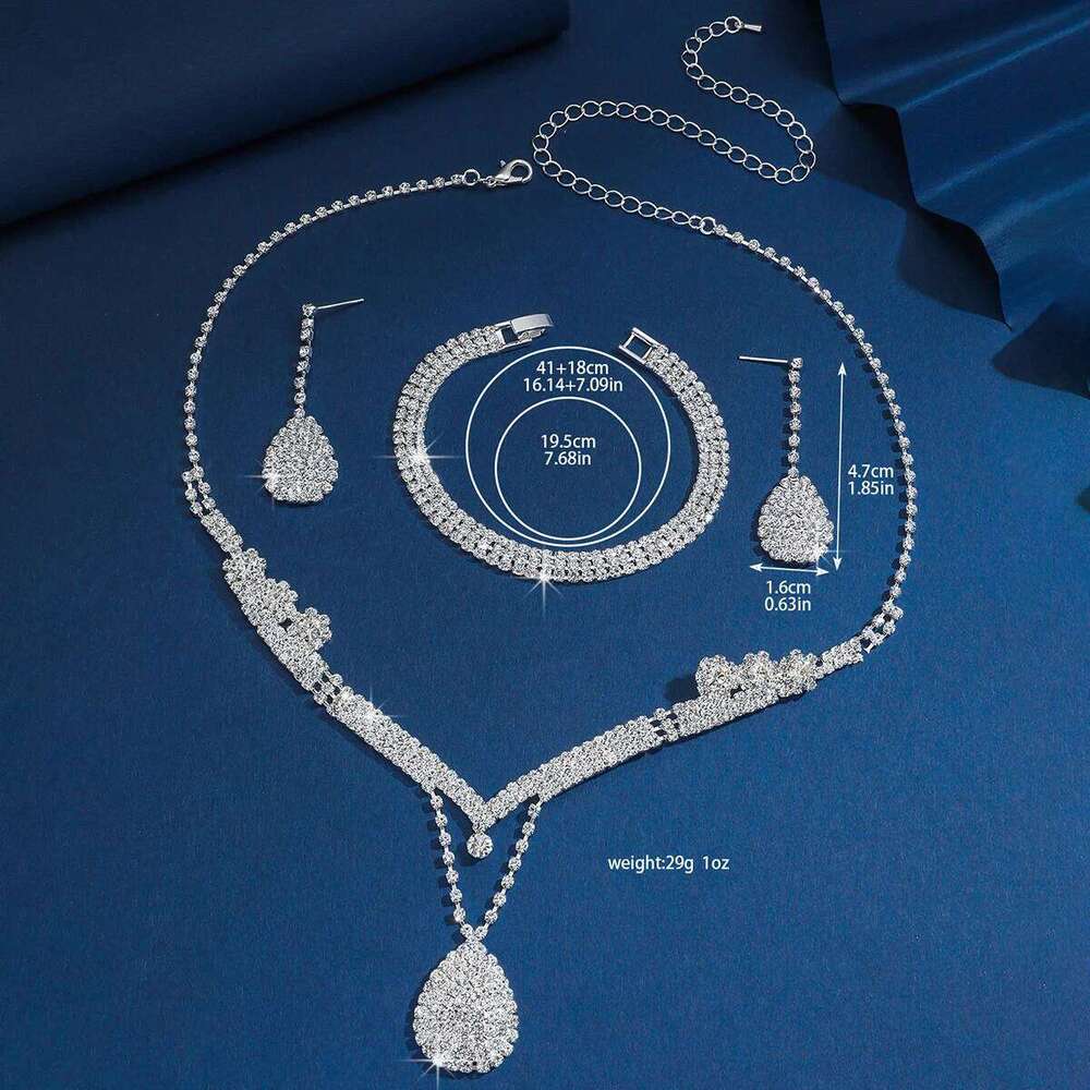 Women's Fashion Design Water Drop Necklace Earrings Bracelet Jewelry Set Wedding Banquet Party Holiday Gift Z260313