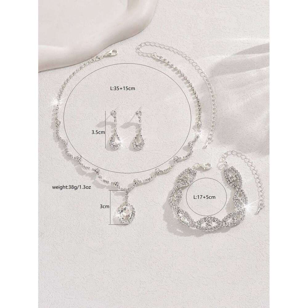 4pcs Elegant Vintage Jewelry Set for Women Silver Geometry Necklace Golden Choker Bridal Wedding Bracelet Party Gift Z260313