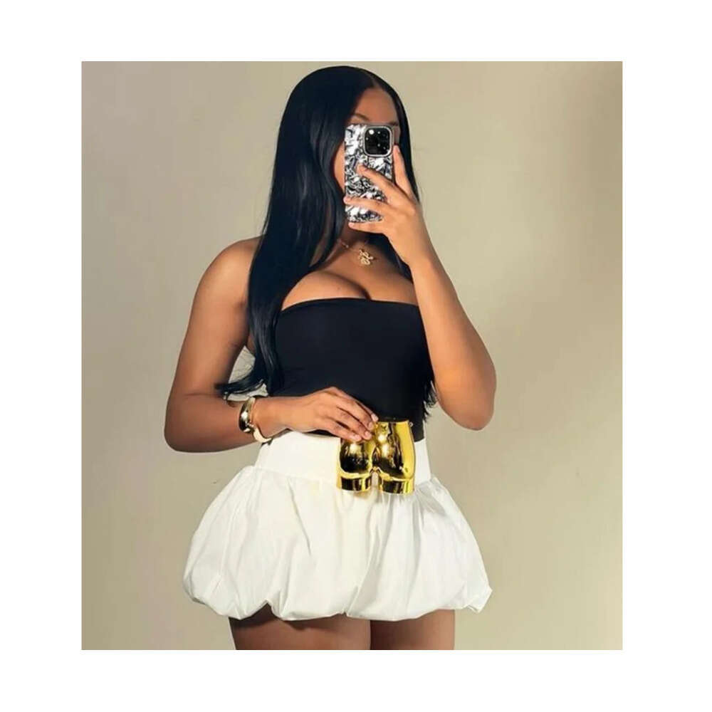 kliou Summer Women Above Knee Sexy&Club Cool cotton Skirt K24J46609 Girl Solid Band Folds Half Dress Miss All-Match Bottoms Z260314