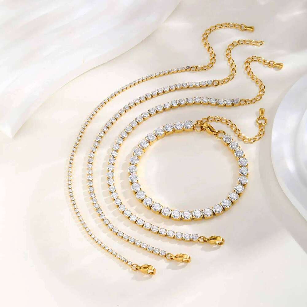 2/3/4/5MM Luxury Tennis for Women, Stainless Steel Bracelet Zircon Chain Bracelets, Dainty Jewelry Gift Z260313