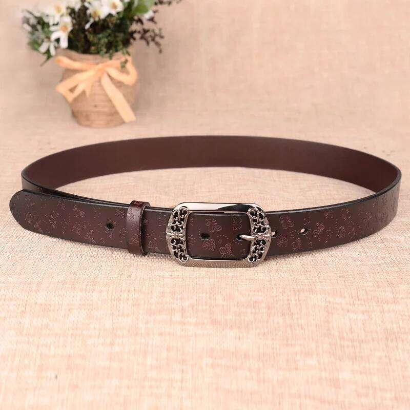 Genuine Leather Belts Women Second Layer Cowskin Woman Vintage Pin Buckle Strap Jeans Belt for Men Z260226