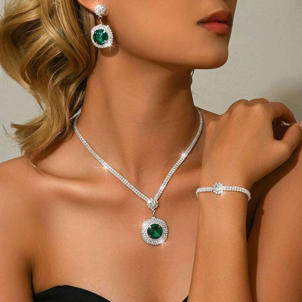 Fine Flashing Crystal Necklace Earrings Set Bridal Jewelry Wedding Dress Dinner Accessories Z260313