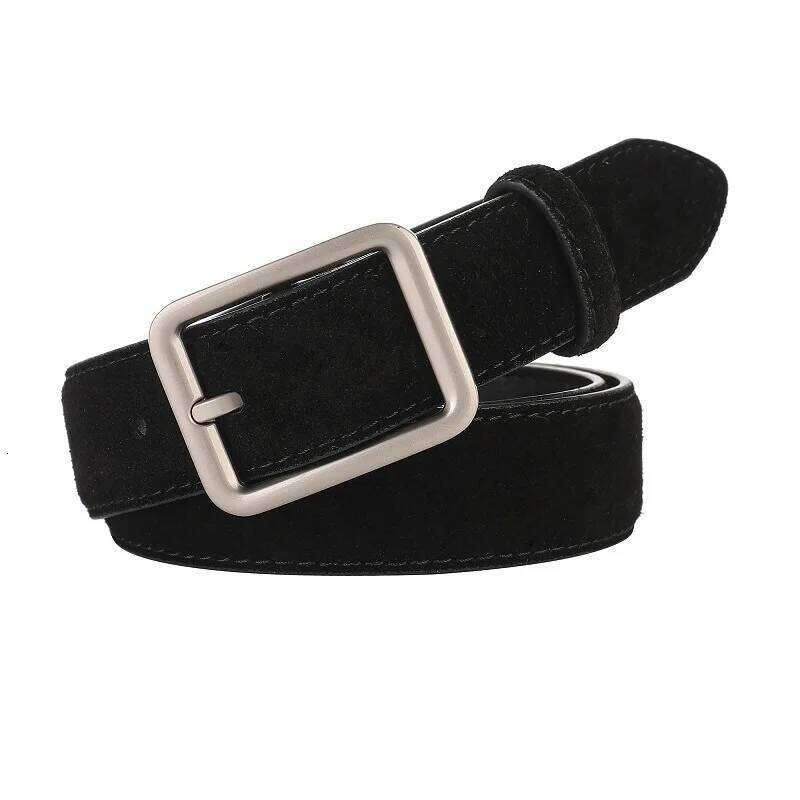 Leather Belt Woman Western Brand Metal Buckles Genuine Luxury Suede Cowhide Women's Belts 2.8cm Wide Women Dress Jeans Girdle Z260226