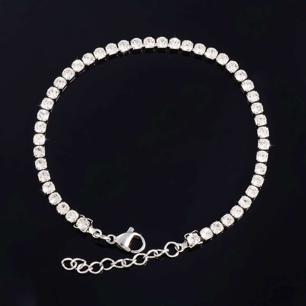 Sparkly Cubic Zirconia Tennis Bracelet for Women Rhinestone Chain Minimalist Crystal Bangle Stainless Steel Jewelry Accessories Z260313