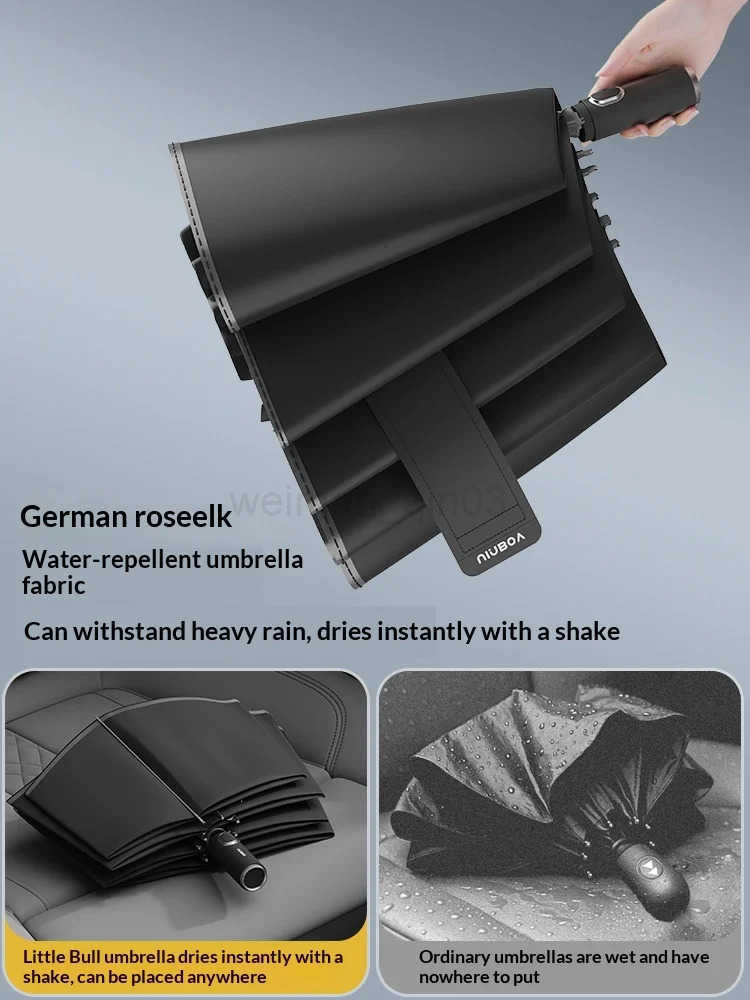 Fully automatic extra-large umbrella thickened reinforced windproof designed for heavy rain reverse folding umbrella H260314