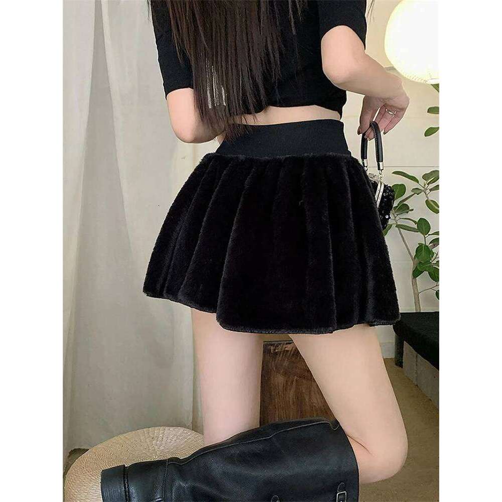 Sweet Preppy Mini Women Autumn Winter Bow Fluff Ball Patchwork Cute Skirts High Waist Loose Casual Kawaii A Line Skirt New Z260314