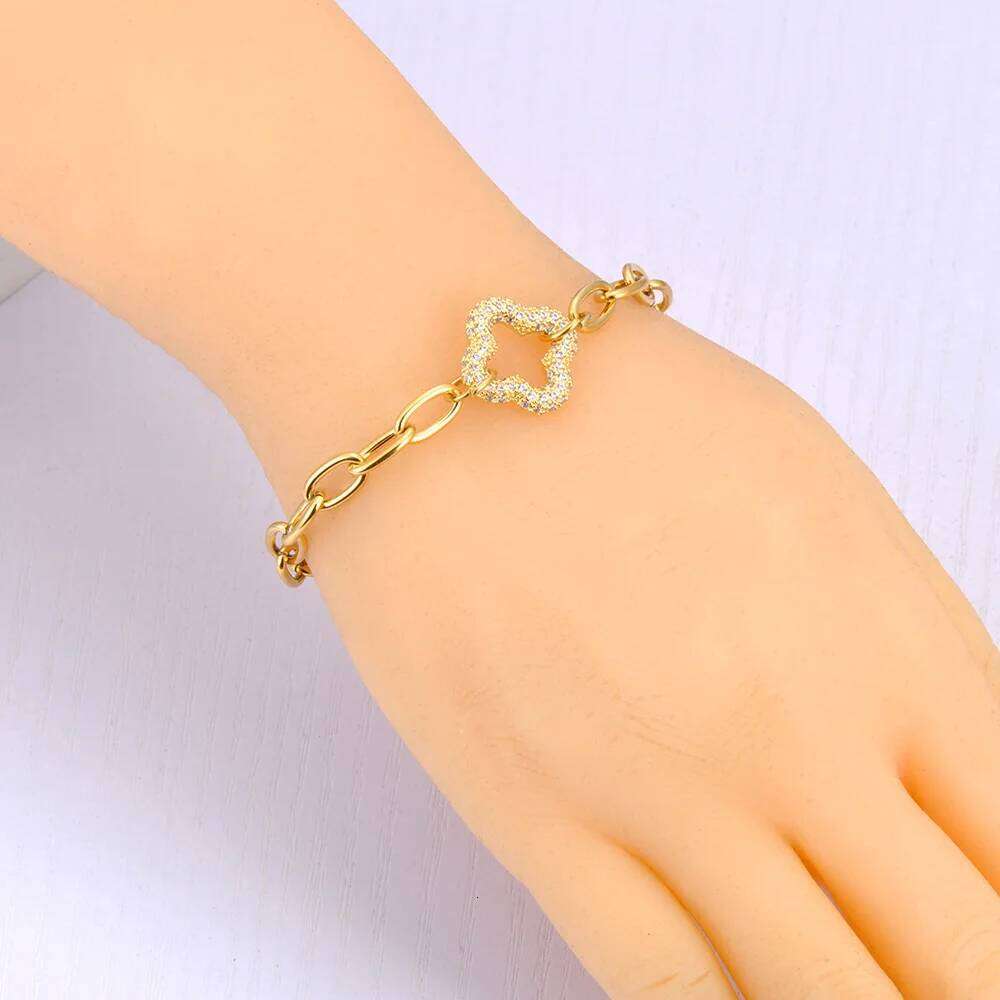 Lokaer Delicate Rhinestone Heart Flower Charm Bracelet Exquisite Stainless Steel Waterproof Jewelry Women Drop Shipping B25018 Z260313