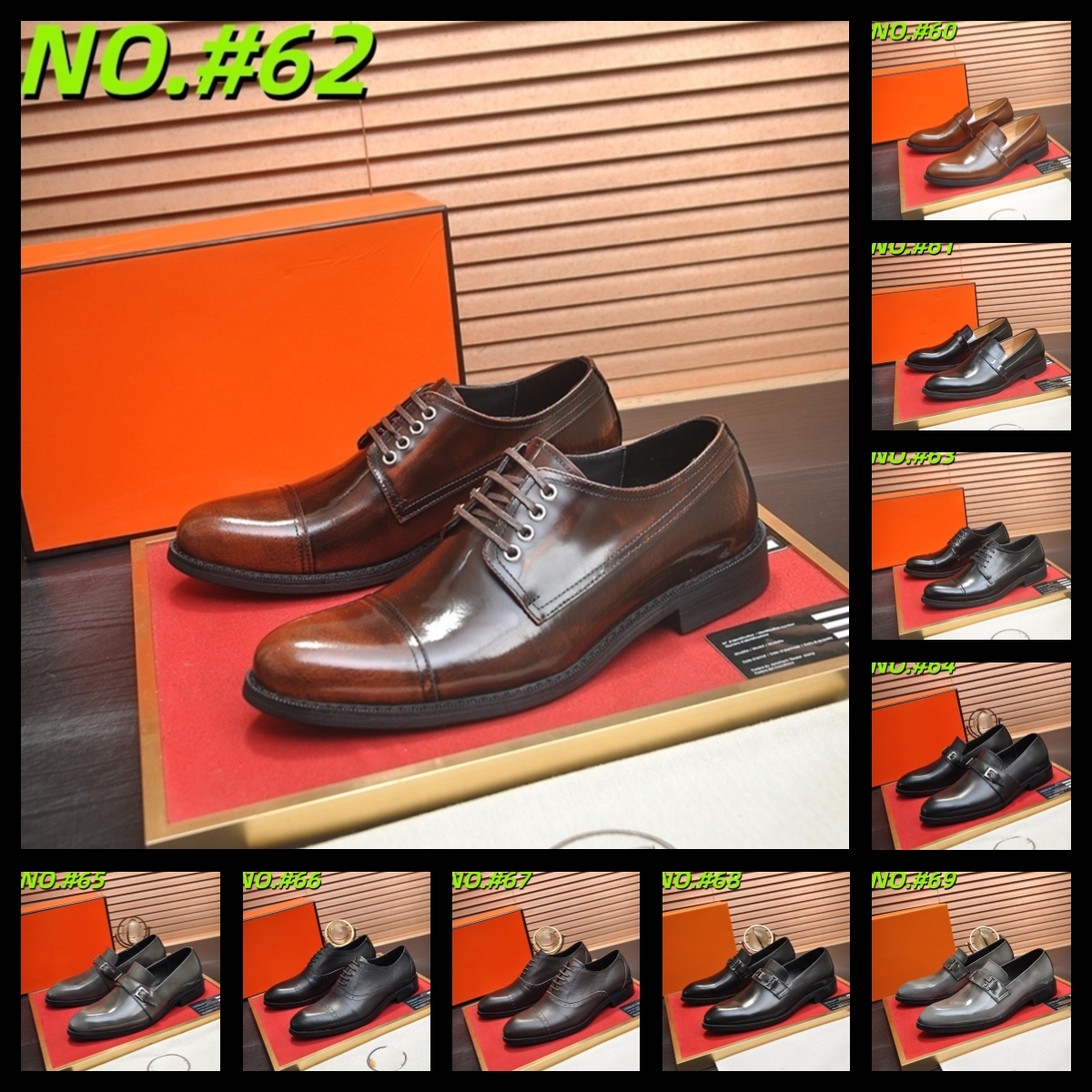 69 Model loafers Italian Men Dress Shoes Oxford Genuine Leather Moccasins Brown Black Men Designer Loafers Shoes Men Classic High Quality Wedding Size 38-45