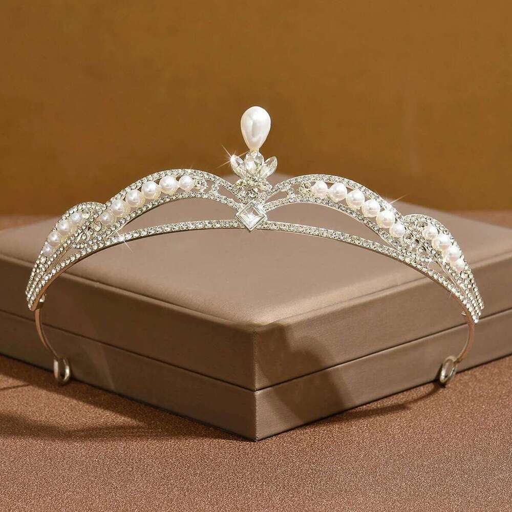 Ladies' fashion imitation pearl palace style crown necklace earrings jewelry set, wedding, party, holiday gifts Z260313