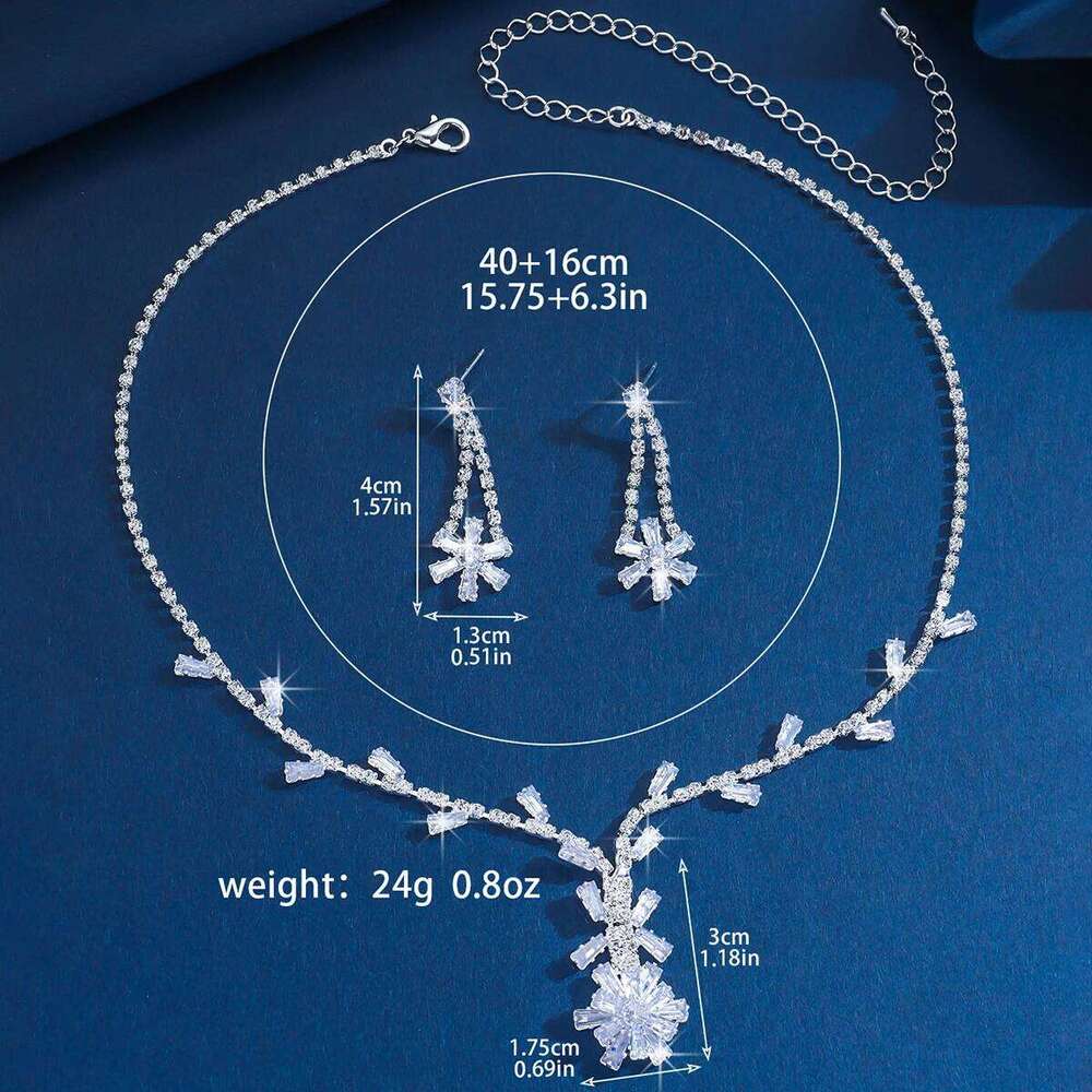 3PC Women's Fashion Geometric Flower Necklace Earrings Jewelry Set Suitable for Wedding, Party, Festival Gifts-8518 Z260313