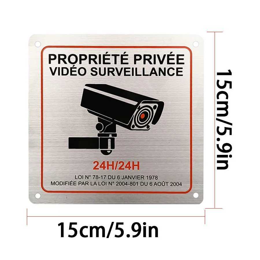French Aluminum alloy monitoring sign PROPRIT PRIVE VIDO SURVEILLANCE brushed sign safety sign D260314