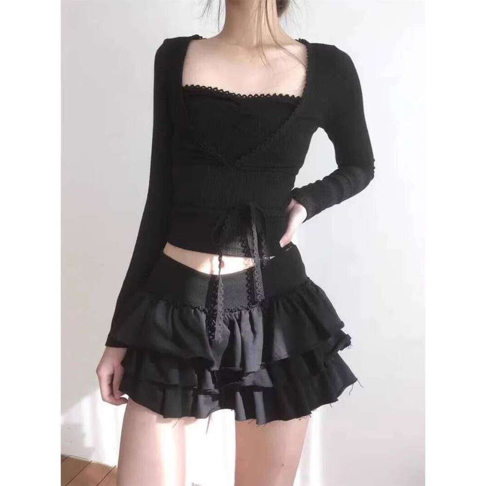 2026 Summer Vintage Korean Retro Ballet Style Ruffles Low Waist Cake Mini Skirt Streetwear Fashion Skirts White Faldas Y2k Z260314