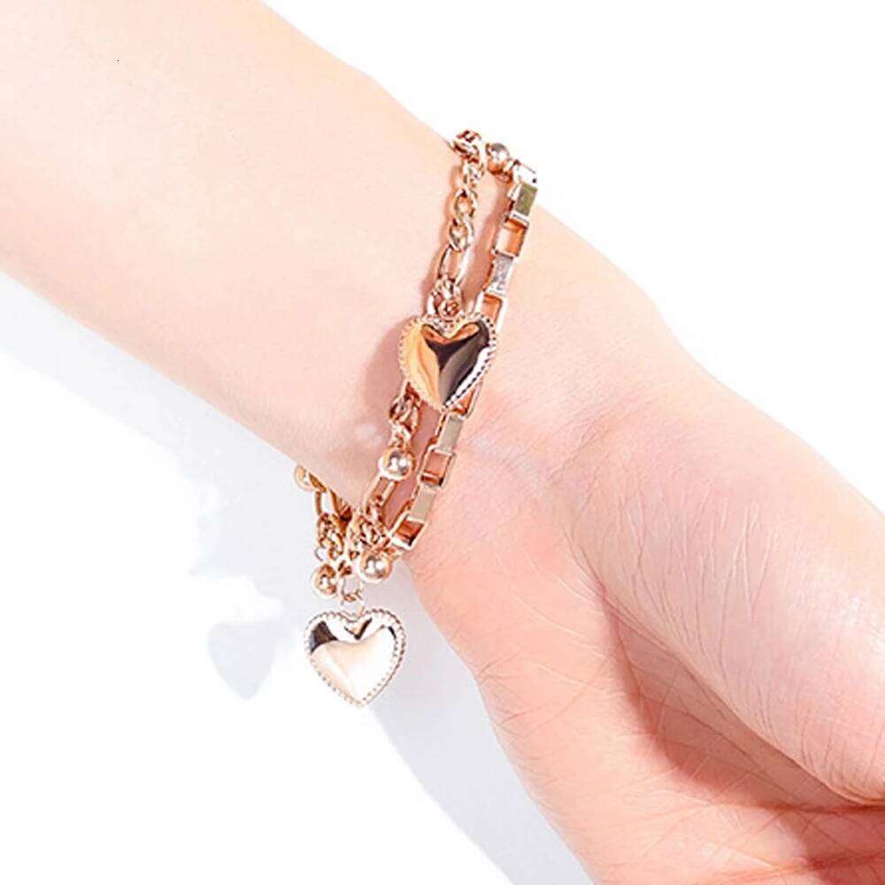 New Stainless Steel Girls Bracelets Women Gift Multi-layer Stylish Heart Charm Bracelet Adjustable Best Selling Z260313