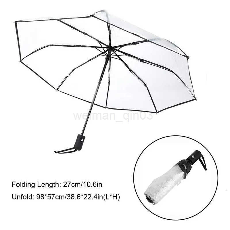 Transparent Folding Automatic Umbrella Men Ripple Edge Black Business Rain Umbrella Summer Women Sun Windproof Parasol H260314