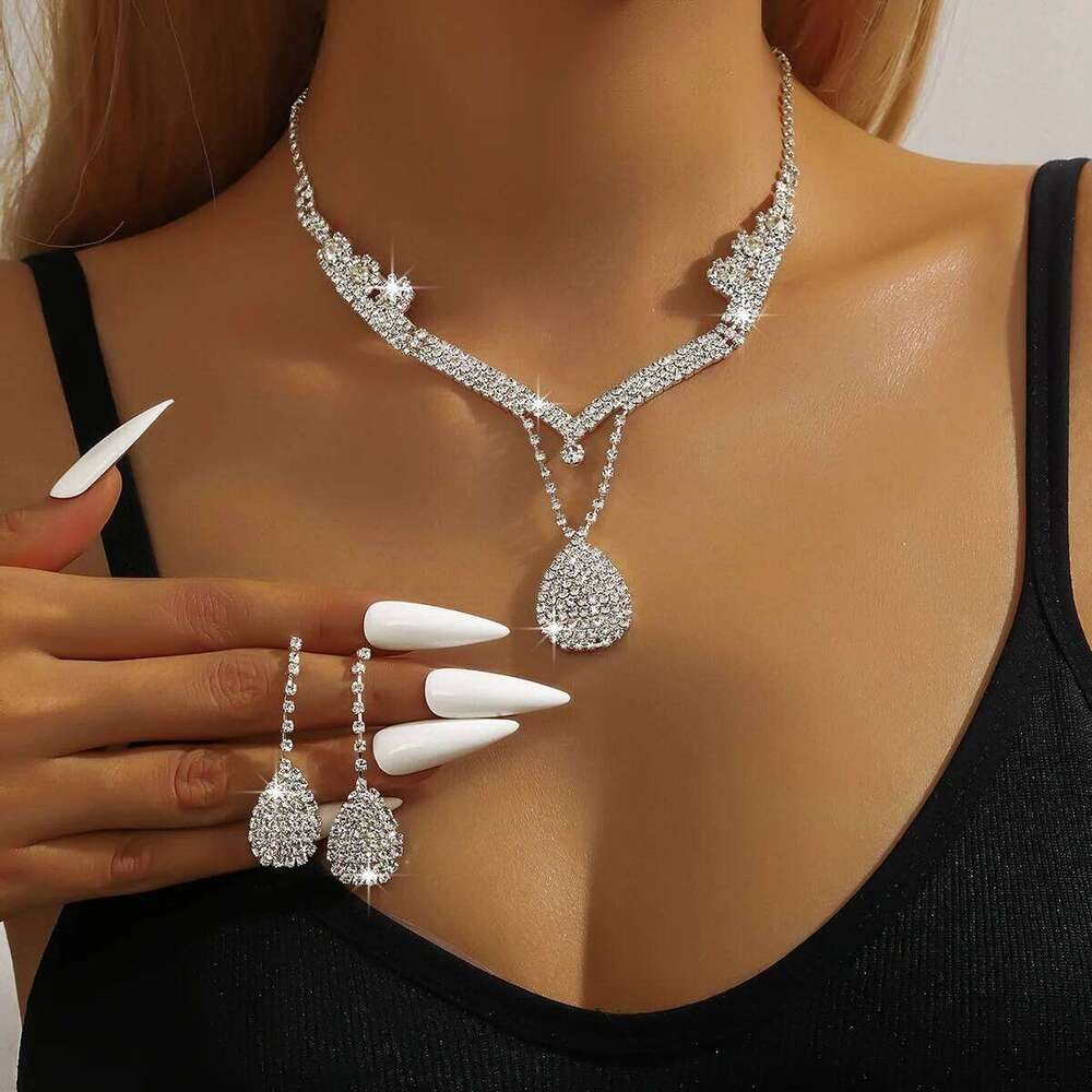 Women's Fashion Design Water Drop Necklace Earrings Bracelet Jewelry Set Wedding Banquet Party Holiday Gift Z260313