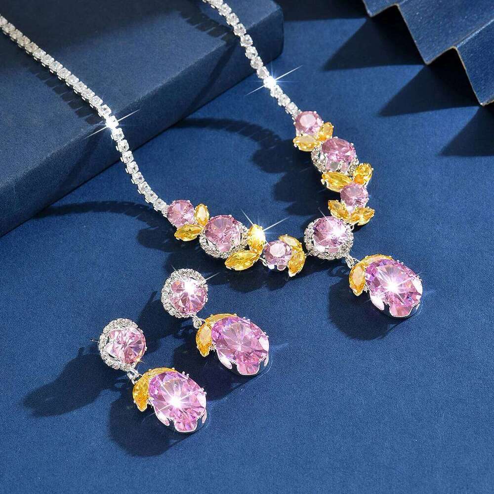 European and American diamond studded design, collarbone chain, light luxury temperament, fashionable necklace, earrings Z260313